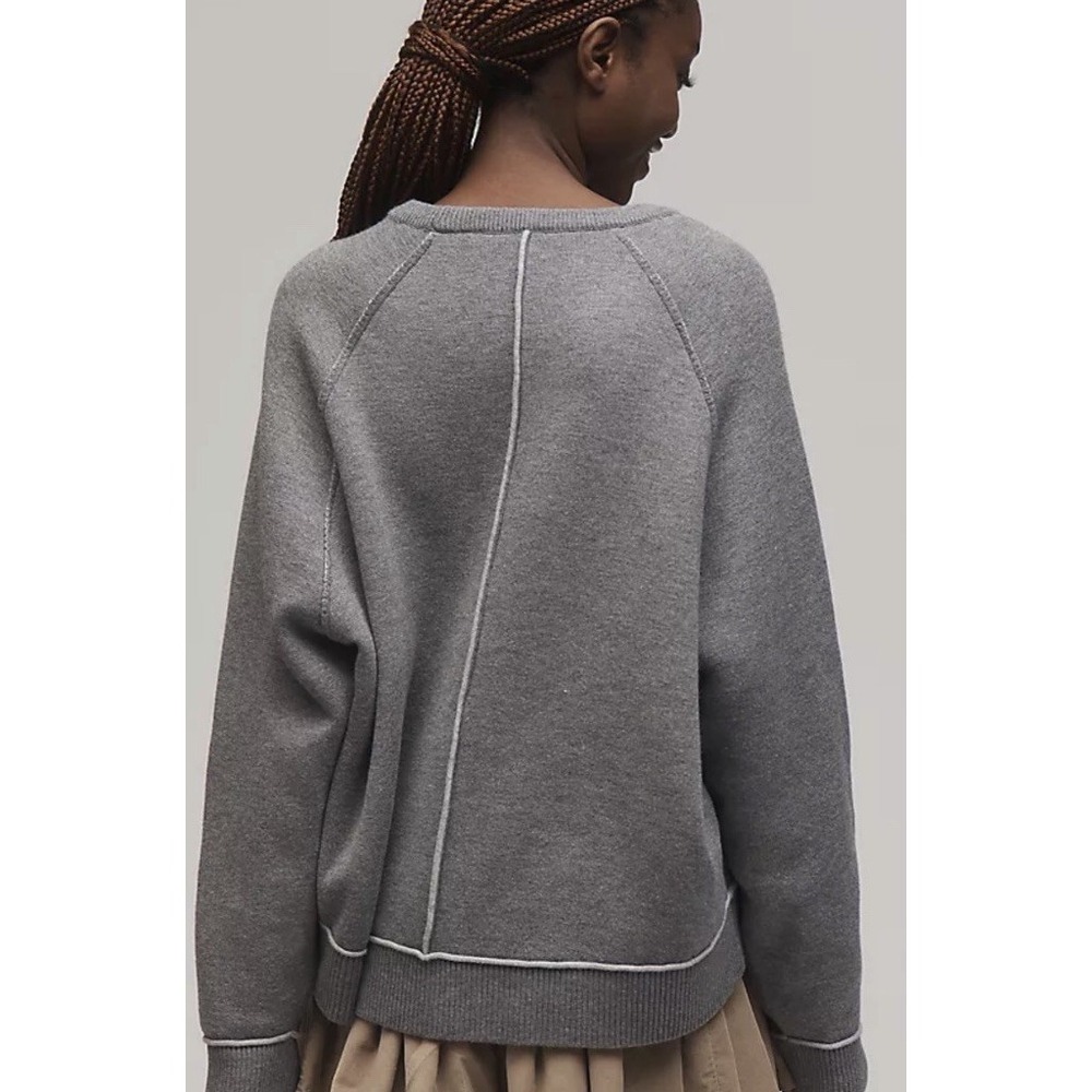 Anthropologie Pilcro Size XL The Oaklyn Cozy Boxy Crew-Neck Sweatshirt Gray - Picture 2 of 11